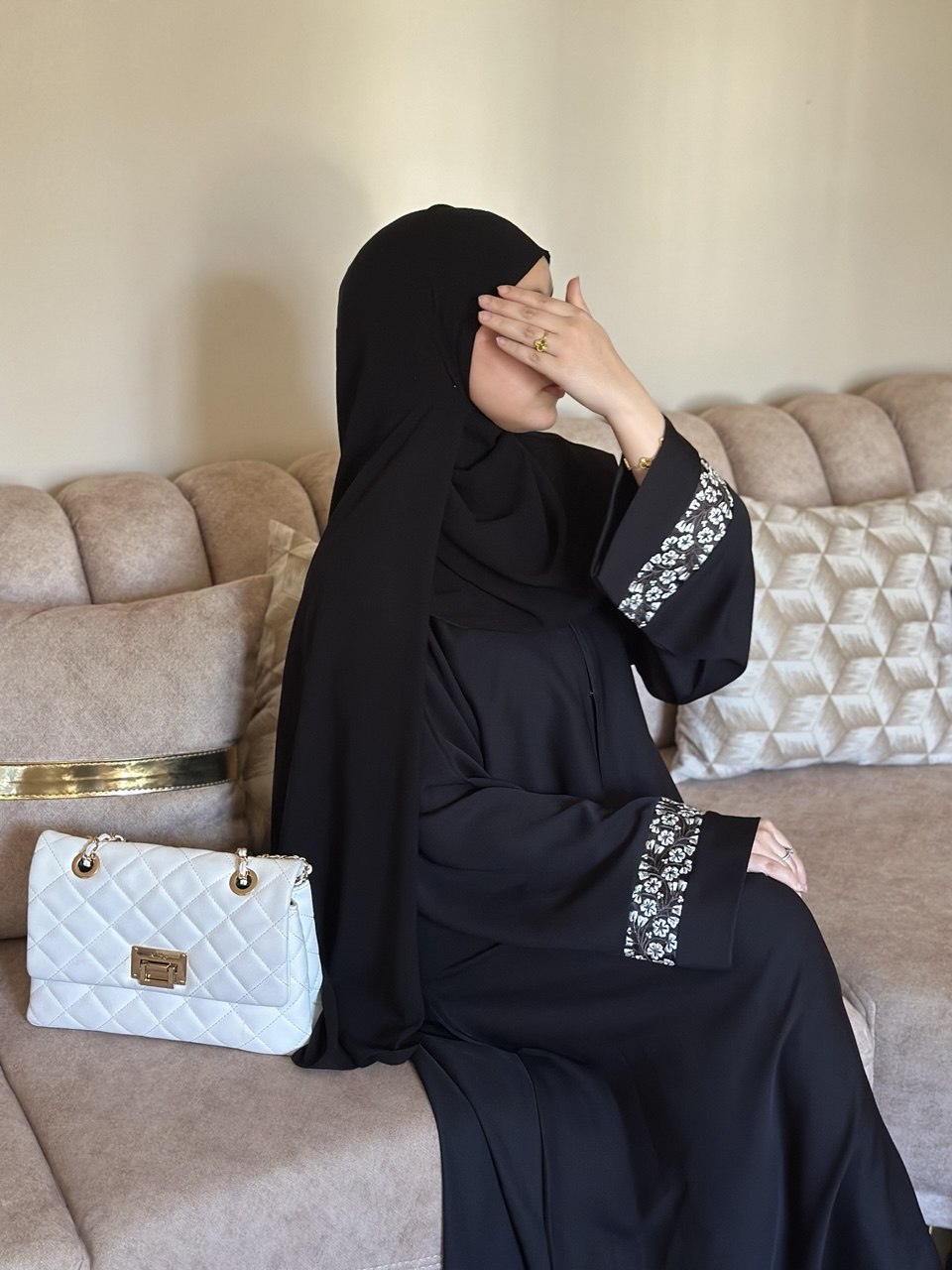 abaya white JASMINE  -  عباية ياسمينة بيضاء